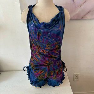 Tye Dye Hooded Romper | Colorful Festival Apparel | One Size | Boho
